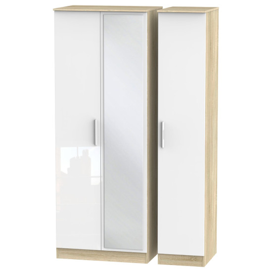 Contrast Tall 3 Door Mirrored Wardrobe